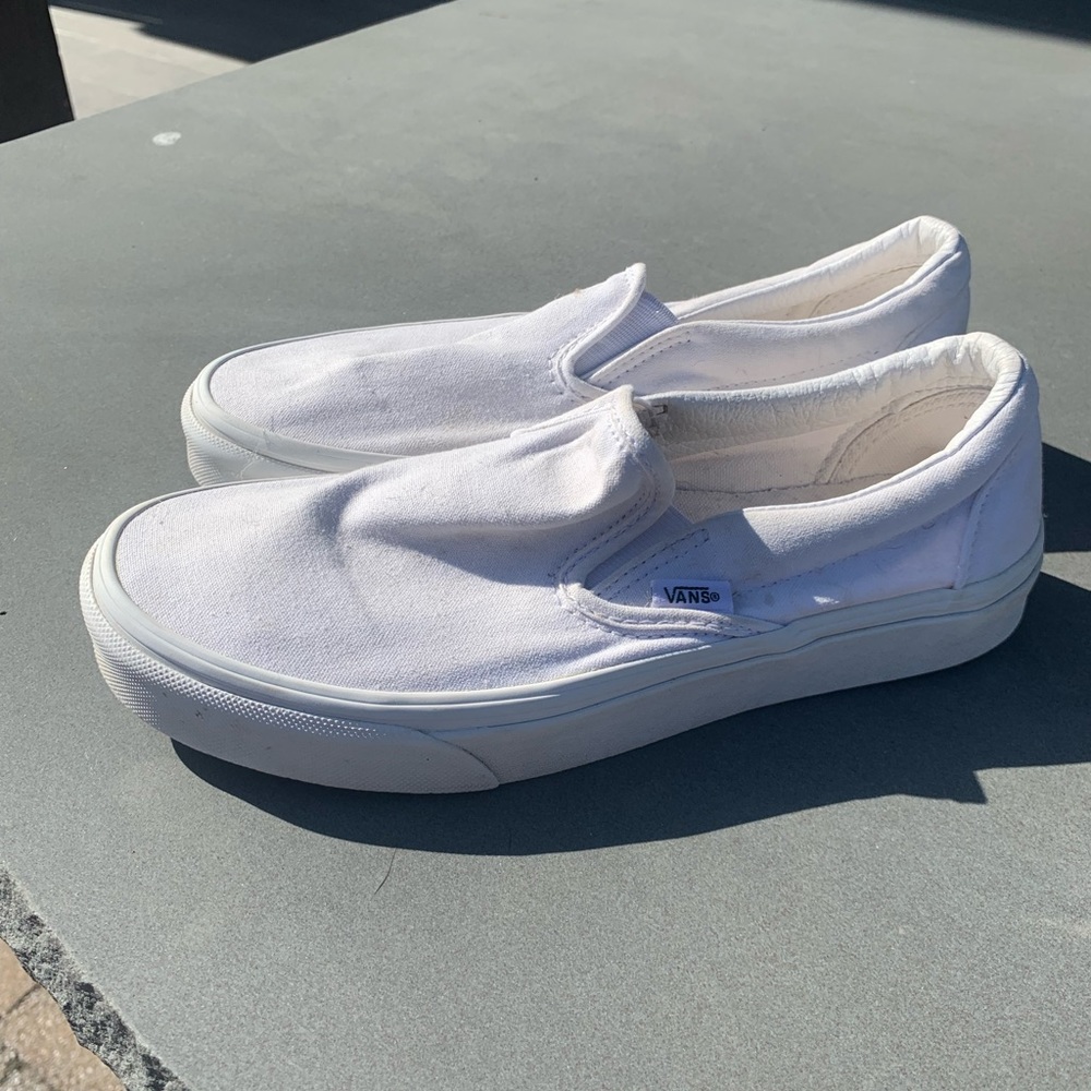 White Vans Slip Ons